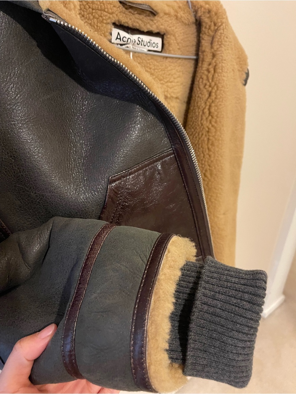 Acne Studios Brown Shearling Leather Jacket - Picture 4 of 14